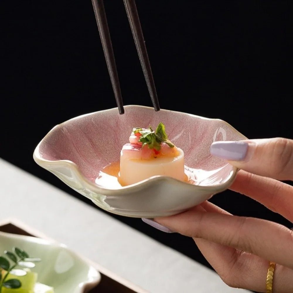 Coupelle en céramique en forme de lotus style japonais - Mini bol avec glaçure de four pour sauce soja, fruits et desserts - Cuisine Chez Nadine
