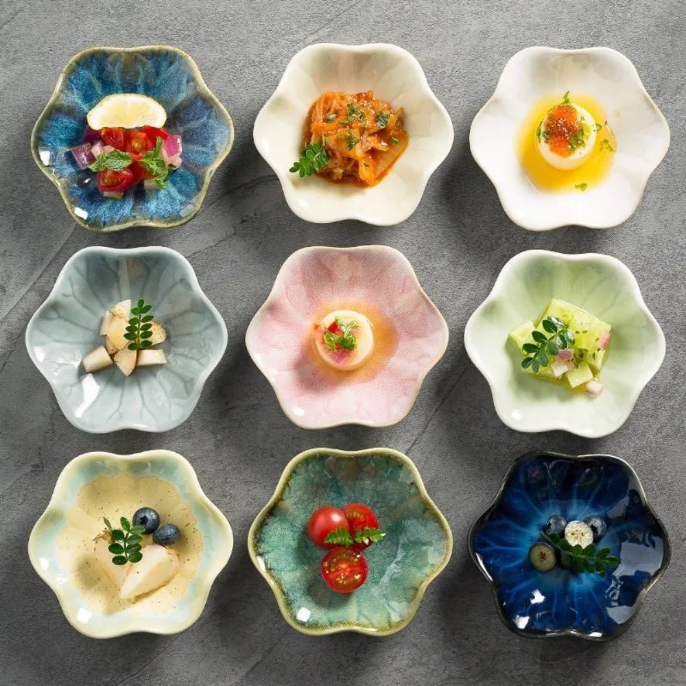 Coupelle en céramique en forme de lotus style japonais - Mini bol avec glaçure de four pour sauce soja, fruits et desserts - Cuisine Chez Nadine