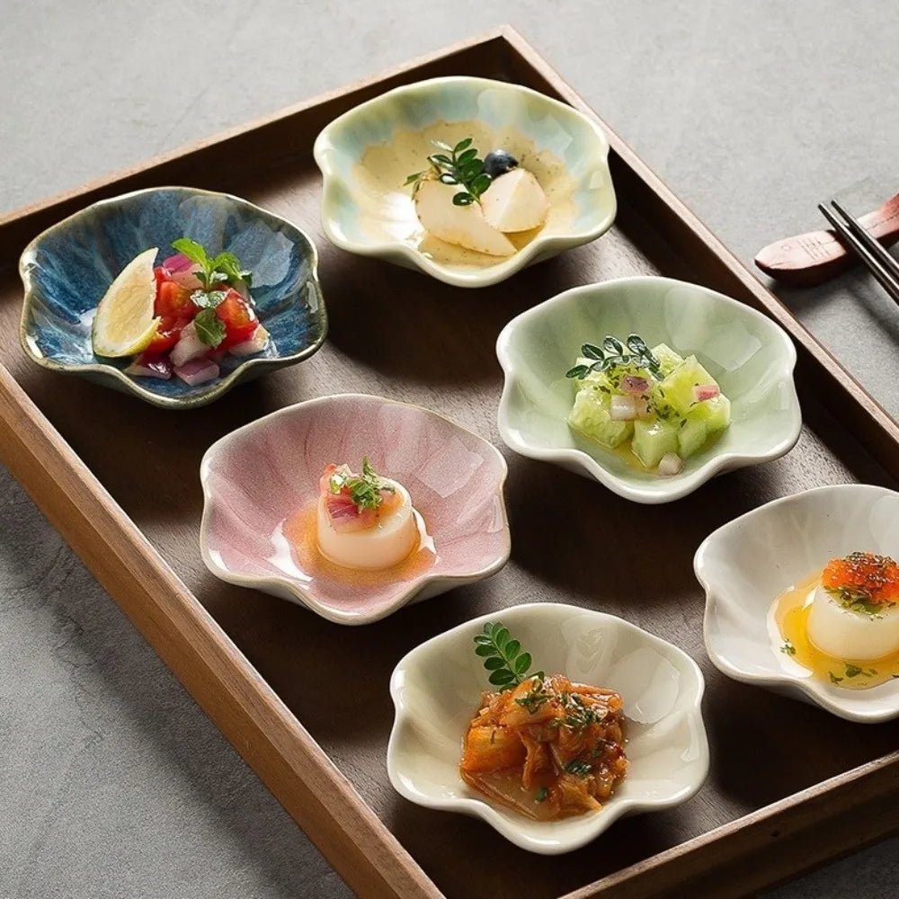 Coupelle en céramique en forme de lotus style japonais - Mini bol avec glaçure de four pour sauce soja, fruits et desserts - Cuisine Chez Nadine