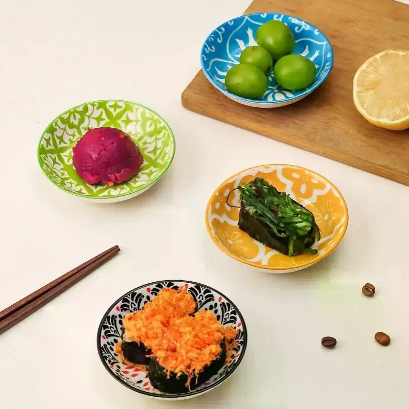 Coupelle en céramique style bohème pour condiments - Assiette à sauce pour cuisine, restaurants, sushis et pique - niques - Cuisine Chez Nadine