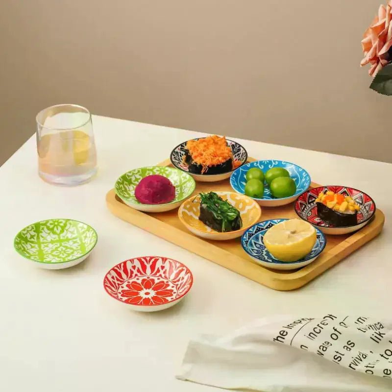 Coupelle en céramique style bohème pour condiments - Assiette à sauce pour cuisine, restaurants, sushis et pique - niques - Cuisine Chez Nadine