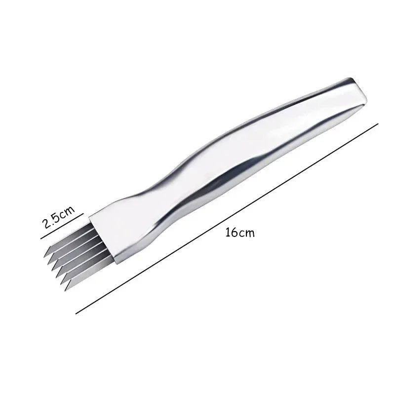 Couteau à Oignons Verts avec Poignée Courbée en Acier Inoxydable - Hachoir Rapide pour Aliments et Légumes - Cuisine Chez Nadine