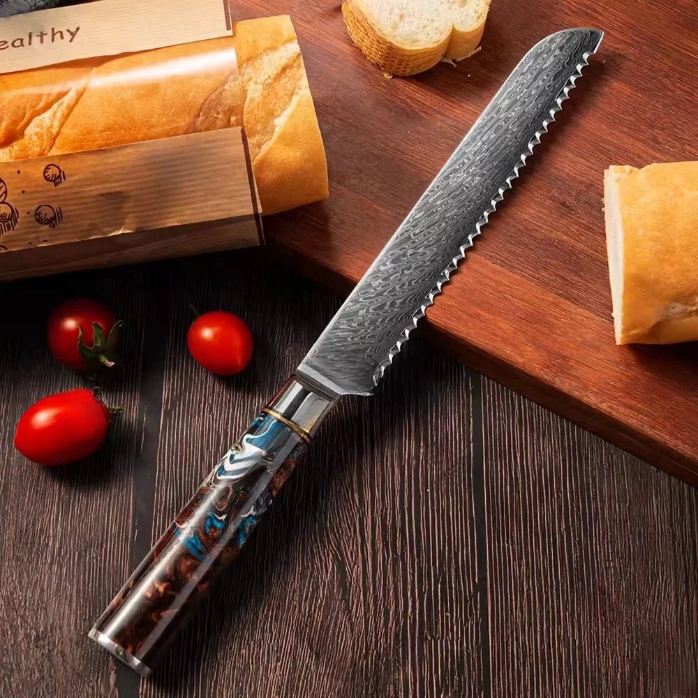 Couteau de Cuisine en Acier Damas 67 Couches – Lame Japonaise Artisanale, 8 Modèles au Choix - Cuisine Chez Nadine