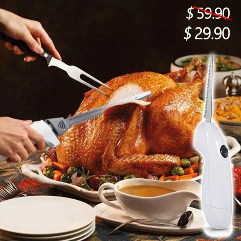 Couteau Électrique Sans Fil Rechargeable - Couteau à Viande Portable en Acier Inoxydable pour Cuisine - Cuisine Chez Nadine