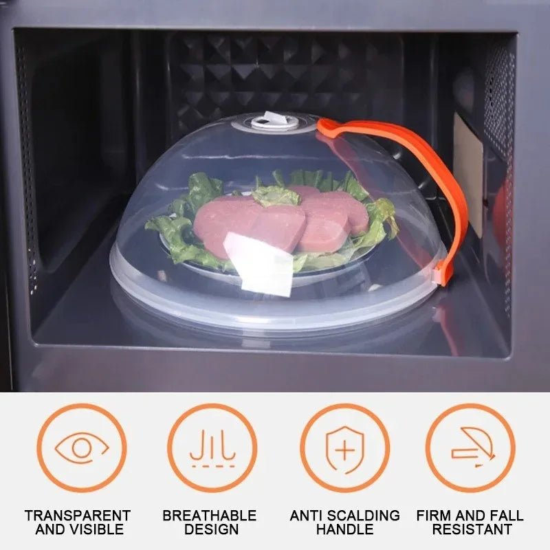 Couvercle Micro - ondes Anti - Éclaboussures Renforcé - Cloche Chauffage PP Rond avec Poignée Protection Huile Poussière - Cuisine Chez Nadine