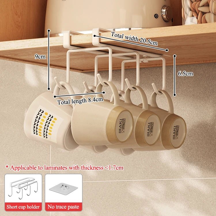 Crochet inférieur sans perçage pour rangement de cuisine, porte - tasses à café, porte - ustensiles de cuisine, égouttoir inversé - Cuisine Chez Nadine