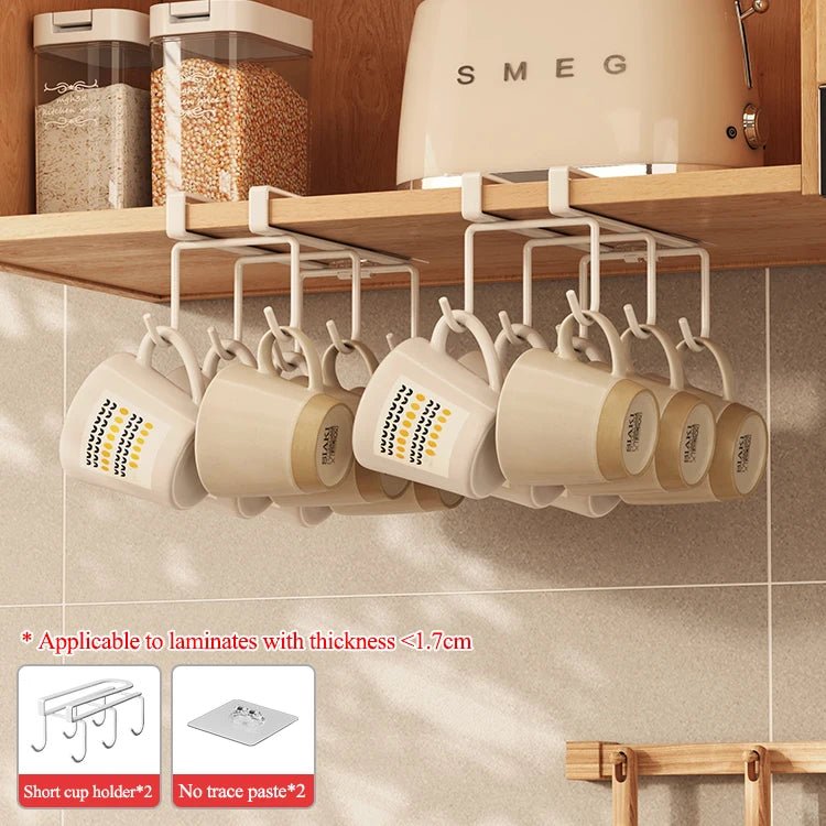 Crochet inférieur sans perçage pour rangement de cuisine, porte - tasses à café, porte - ustensiles de cuisine, égouttoir inversé - Cuisine Chez Nadine