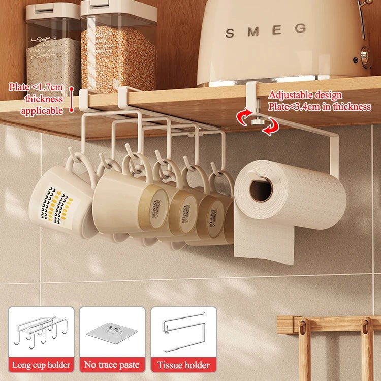 Crochet inférieur sans perçage pour rangement de cuisine, porte - tasses à café, porte - ustensiles de cuisine, égouttoir inversé - Cuisine Chez Nadine