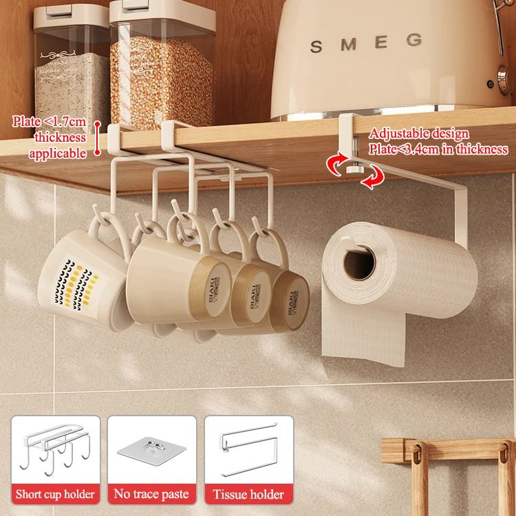 Crochet inférieur sans perçage pour rangement de cuisine, porte - tasses à café, porte - ustensiles de cuisine, égouttoir inversé - Cuisine Chez Nadine