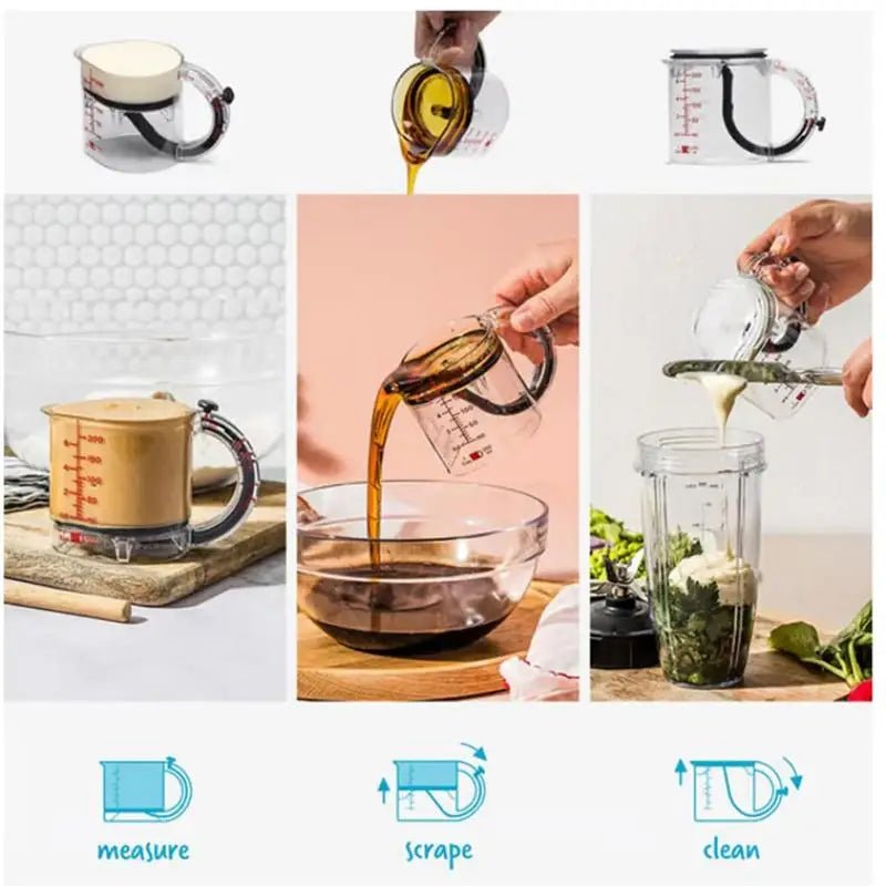 Cuillère à Mesurer Ajustable avec Racloir Intégré - Outil de Cuisine Polyvalent pour Pâtisserie - Cuisine Chez Nadine