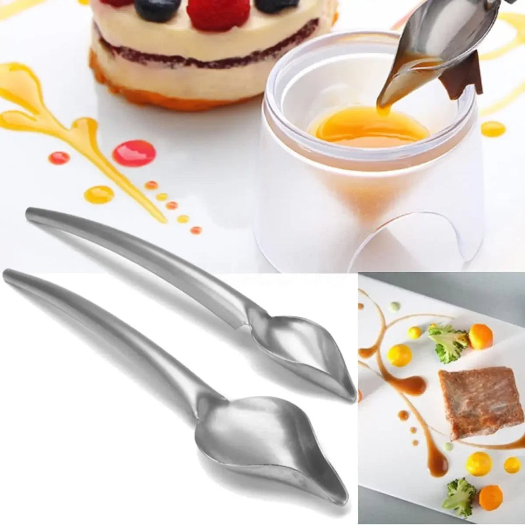 Cuillère de décoration culinaire en acier inoxydable - Outil de présentation pour sauces, desserts et plats gastronomiques - Cuisine Chez Nadine