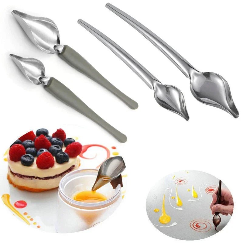 Cuillère de décoration culinaire en acier inoxydable - Outil professionnel pour sauces, desserts et présentation gastronomique - Cuisine Chez Nadine