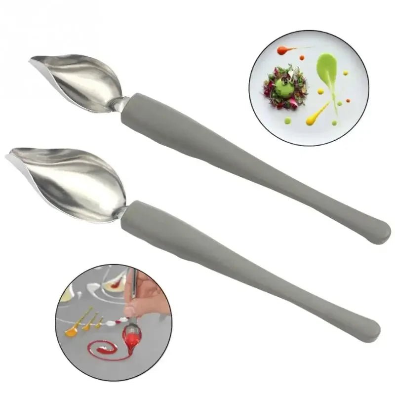 Cuillère de décoration culinaire en acier inoxydable - Outil professionnel pour sauces, desserts et présentation gastronomique - Cuisine Chez Nadine