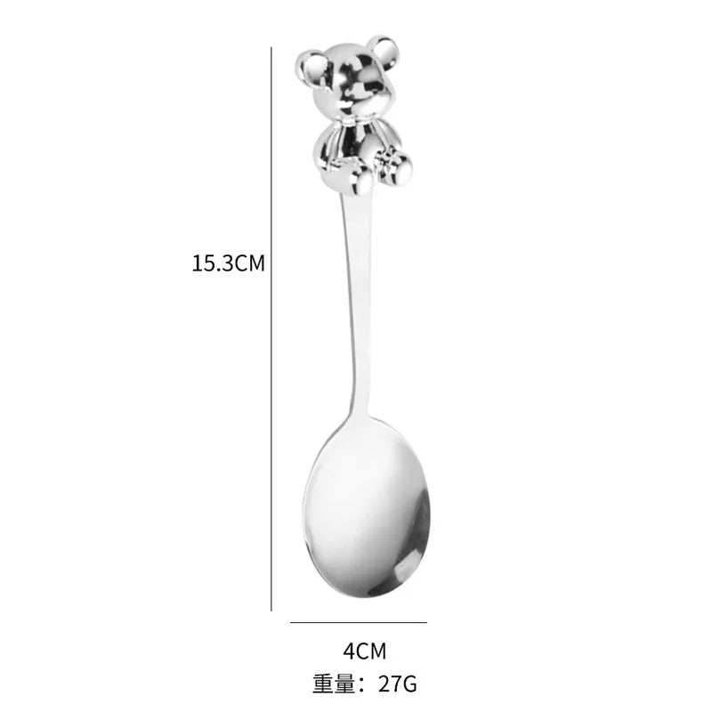 Cuillères et Fourchettes Ourson Mignon en Acier Inoxydable - Couverts Créatifs pour Café, Thé et Desserts - Cuisine Chez Nadine