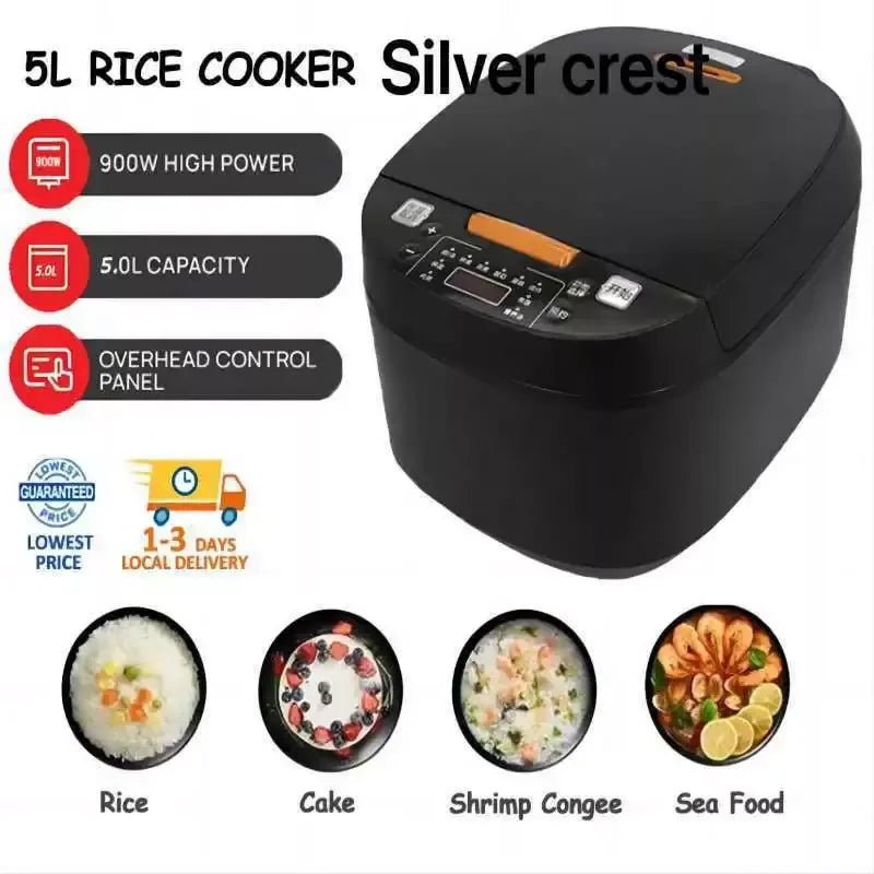 Cuiseur à riz électrique intelligent 5L - Multifonction avec minuterie digitale - Cuisson rapide et faible teneur en sucre - Panier vapeur inclus - Cuisine Chez Nadine