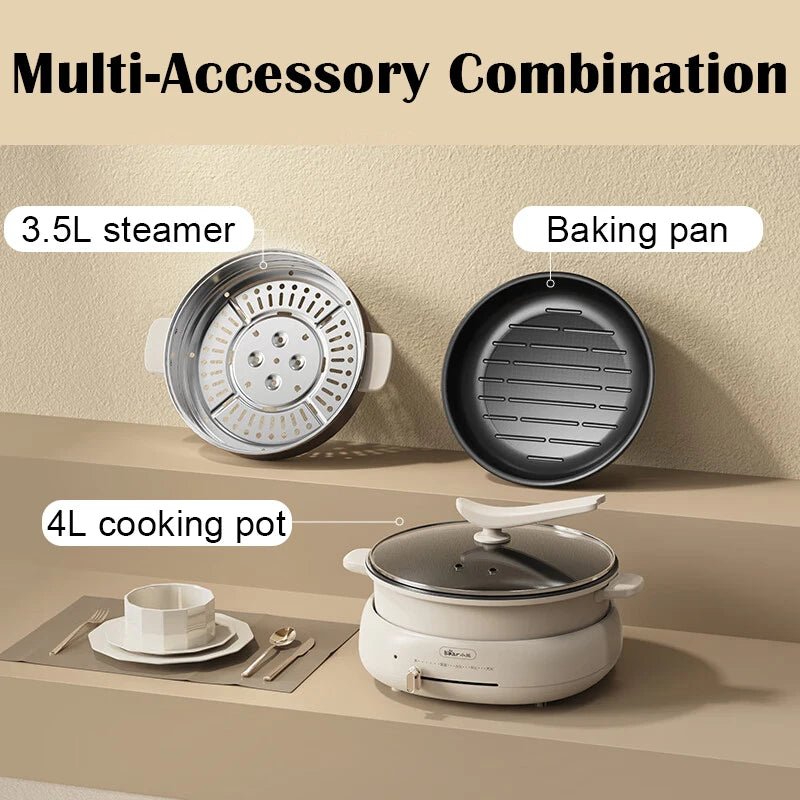 Cuiseur Électrique Multifonction 1500W - Hot Pot et Cuiseur Vapeur 2 - en - 1 avec Poêle Antiadhésive pour Maison - Cuisine Chez Nadine