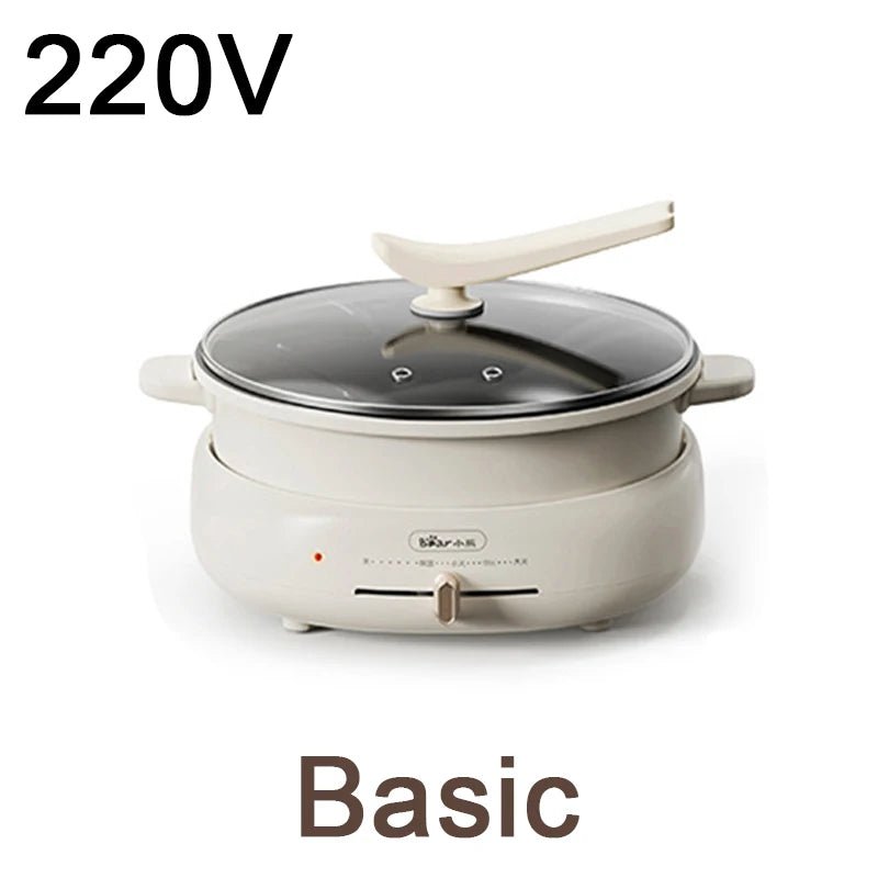 Cuiseur Électrique Multifonction 1500W - Hot Pot et Cuiseur Vapeur 2 - en - 1 avec Poêle Antiadhésive pour Maison - Cuisine Chez Nadine