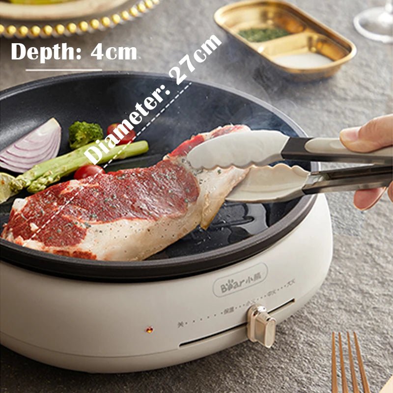 Cuiseur Électrique Multifonction 1500W - Hot Pot et Cuiseur Vapeur 2 - en - 1 avec Poêle Antiadhésive pour Maison - Cuisine Chez Nadine