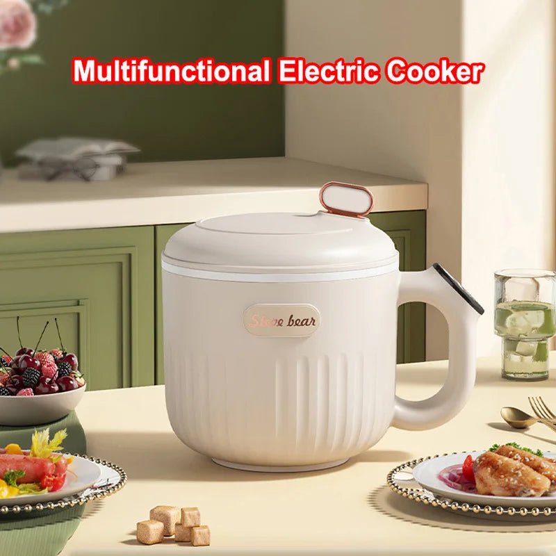 Cuiseur Électrique Multifonction 3 - en - 1 Smart LED 600W 2L - Cuiseur Vapeur, Poêle et Cuiseur à Riz Portable Antiadhésif - Cuisine Chez Nadine