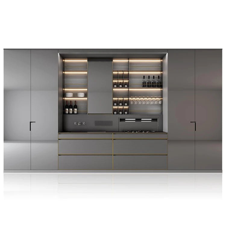 Cuisine Extérieure Complète Moderne en Acier Inoxydable avec Réfrigérateur Intégré et BBQ Grill pour Maison et Jardin - Cuisine Chez Nadine