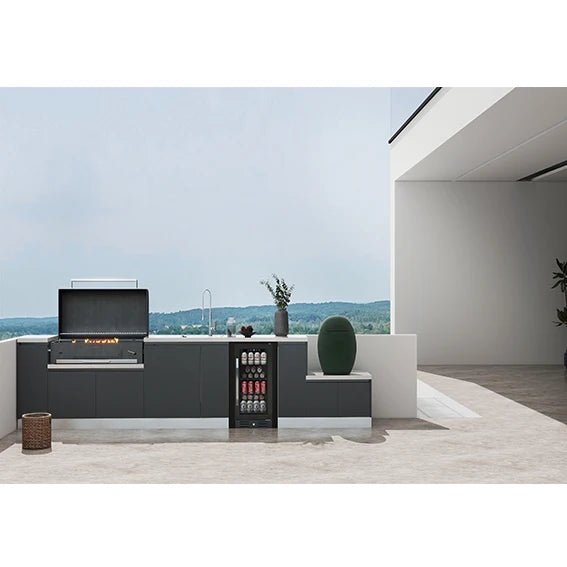 Cuisine Extérieure Complète Moderne en Acier Inoxydable avec Réfrigérateur Intégré et BBQ Grill pour Maison et Jardin - Cuisine Chez Nadine