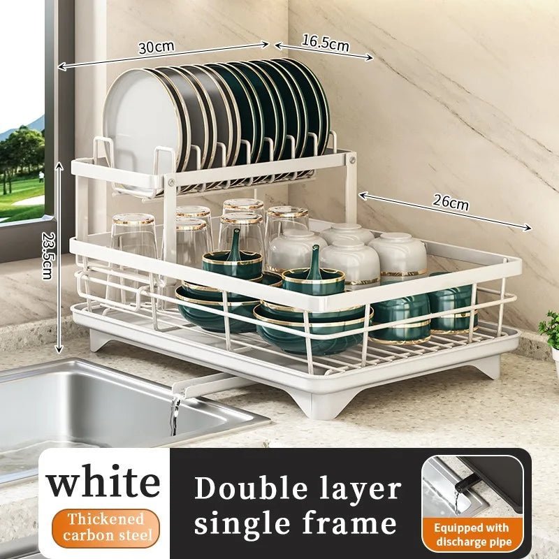 Dish Drying Rack with Cutlery Storage - Kitchen Sink Organizer for Plates, Bowls, Utensils - for Wholesale and Home Use - Cuisine Chez Nadine