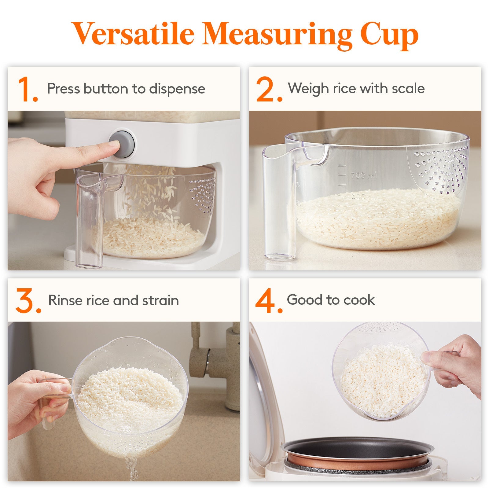 Distributeur de riz Lifewit 25 lbs (11,3 kg) - Contenant de rangement hermétique anti - humidité avec tasse à mesurer - Sans BPA pour garde - manger - Cuisine Chez Nadine
