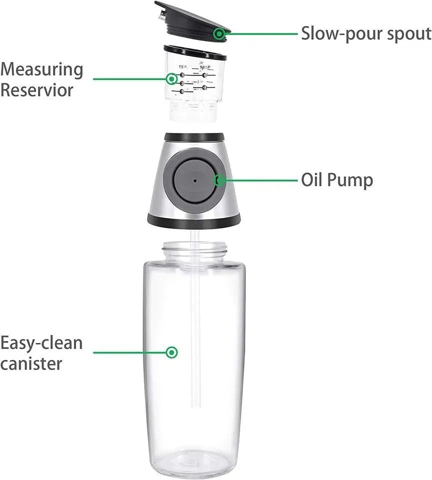 Distributeur d'huile d'olive en verre avec vaporisateur 500ml - Bouteille spray pour huile et vinaigre - Éco - responsable et multifonction - Cuisine Chez Nadine