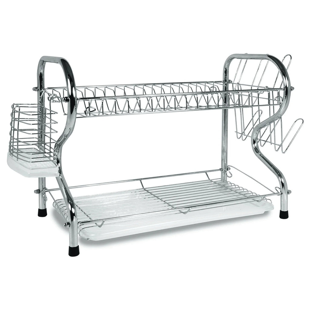 Égouttoir à vaisselle chromé à 2 niveaux en forme de R de 56 cm (22 pouces) - Cuisine Chez Nadine