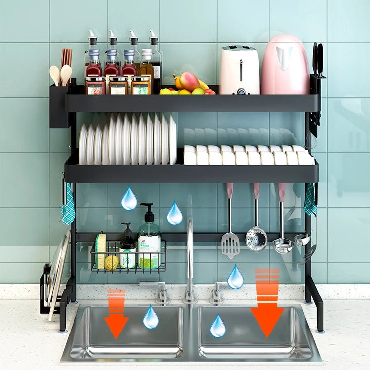 Égouttoir de Cuisine 2 Niveaux – 86 cm, Rangement Sous - Évier en Métal - Cuisine Chez Nadine