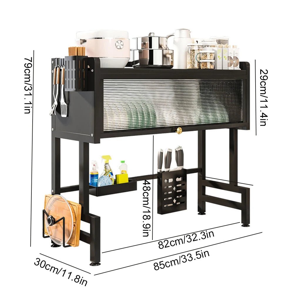 Égouttoir Vaisselle 3 Niveaux au - dessus de l'Évier - Rangement Cuisine Multifonction avec Couvercle Organisateur Métal - Cuisine Chez Nadine