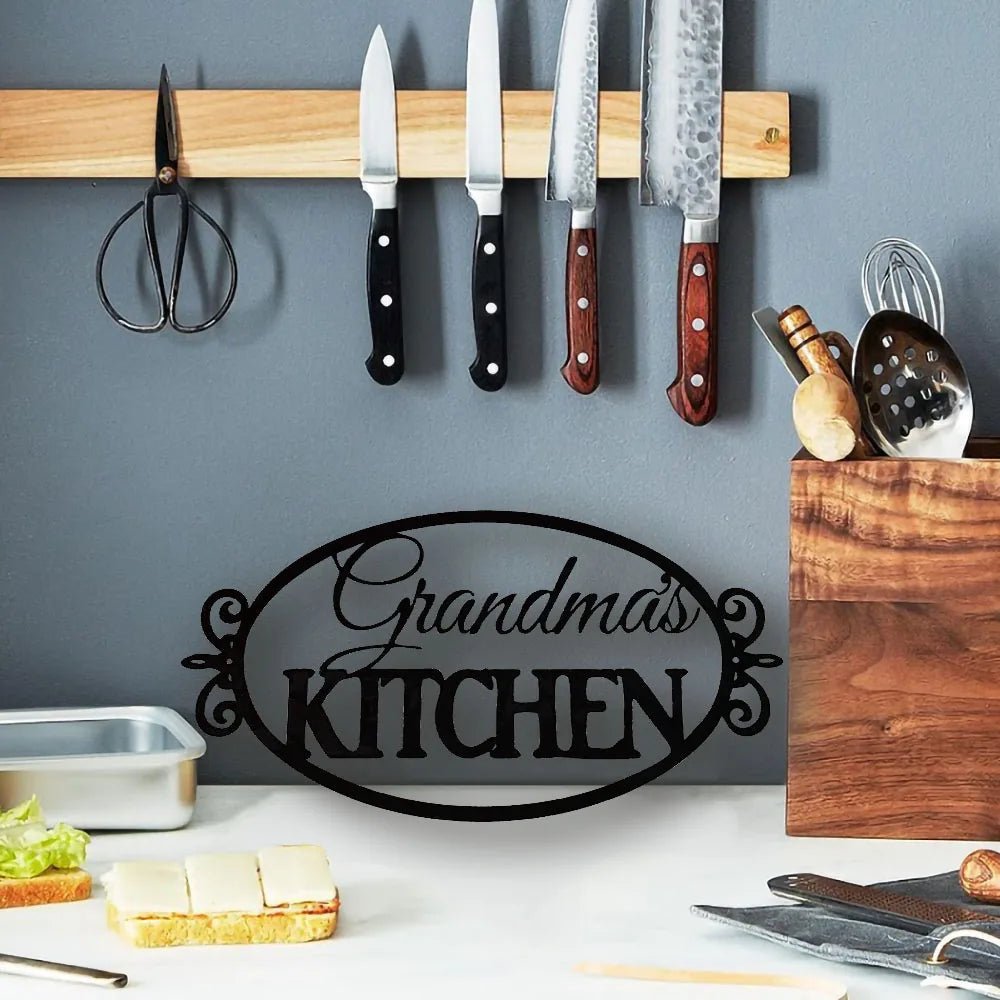 Enseigne murale en métal "La cuisine de grand - mère" - Décoration en fer découpé style américain pour cuisine familiale - Cuisine Chez Nadine
