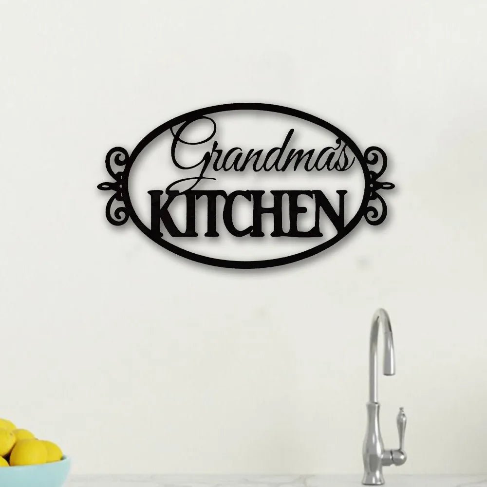 Enseigne murale en métal "La cuisine de grand - mère" - Décoration en fer découpé style américain pour cuisine familiale - Cuisine Chez Nadine