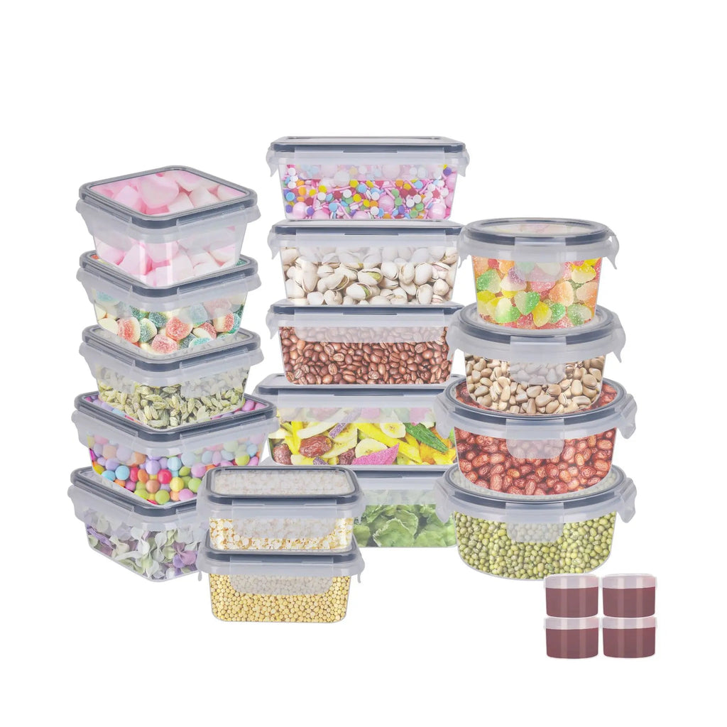 Ensemble 24 Boîtes de Conservation Alimentaire – Plastique Transparent, Couvercle Hermétique - Cuisine Chez Nadine