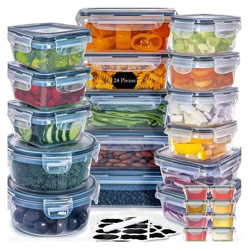 Ensemble 24 Boîtes de Conservation Alimentaire – Plastique Transparent, Couvercle Hermétique - Cuisine Chez Nadine