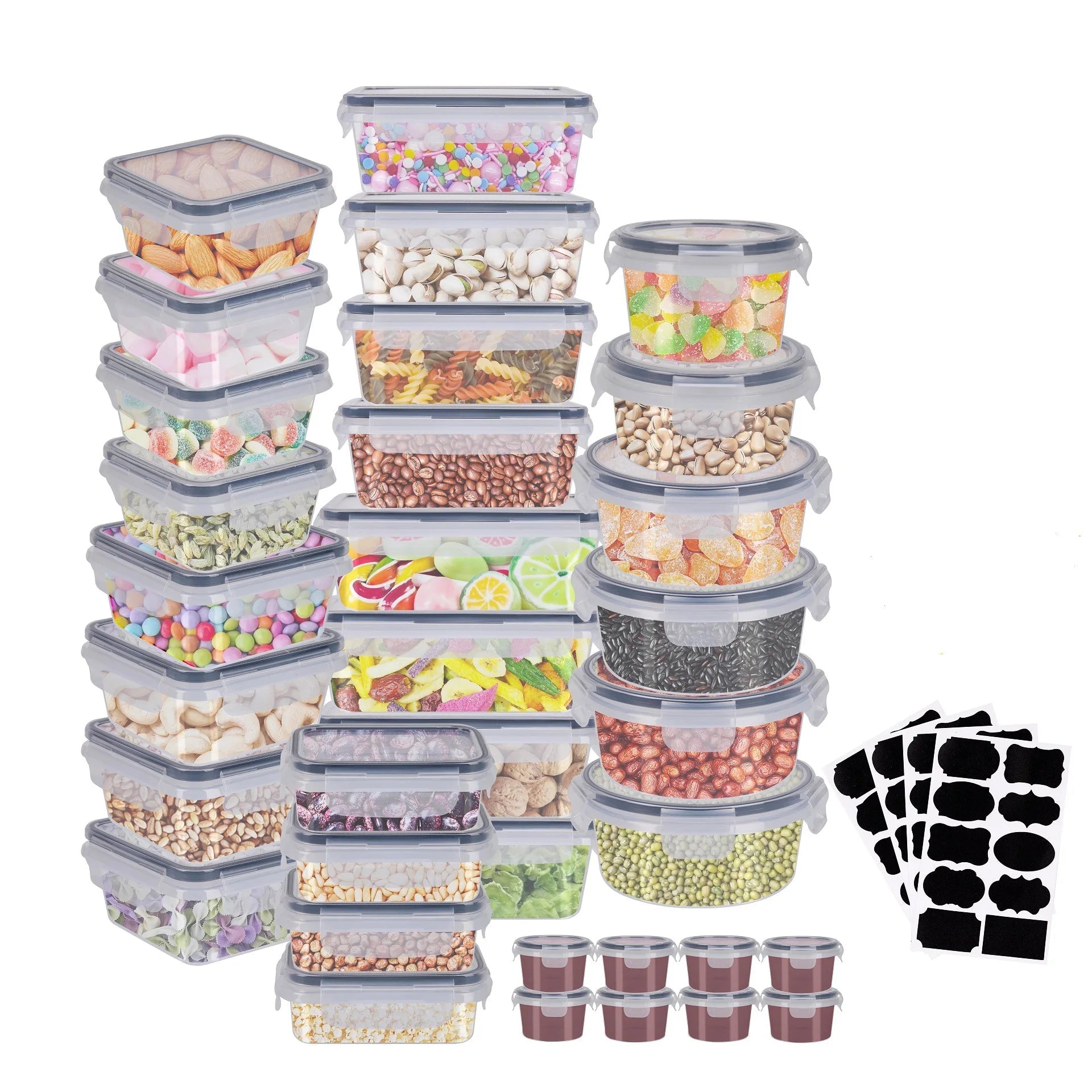 Ensemble 24 Boîtes de Conservation Alimentaire – Plastique Transparent, Couvercle Hermétique - Cuisine Chez Nadine