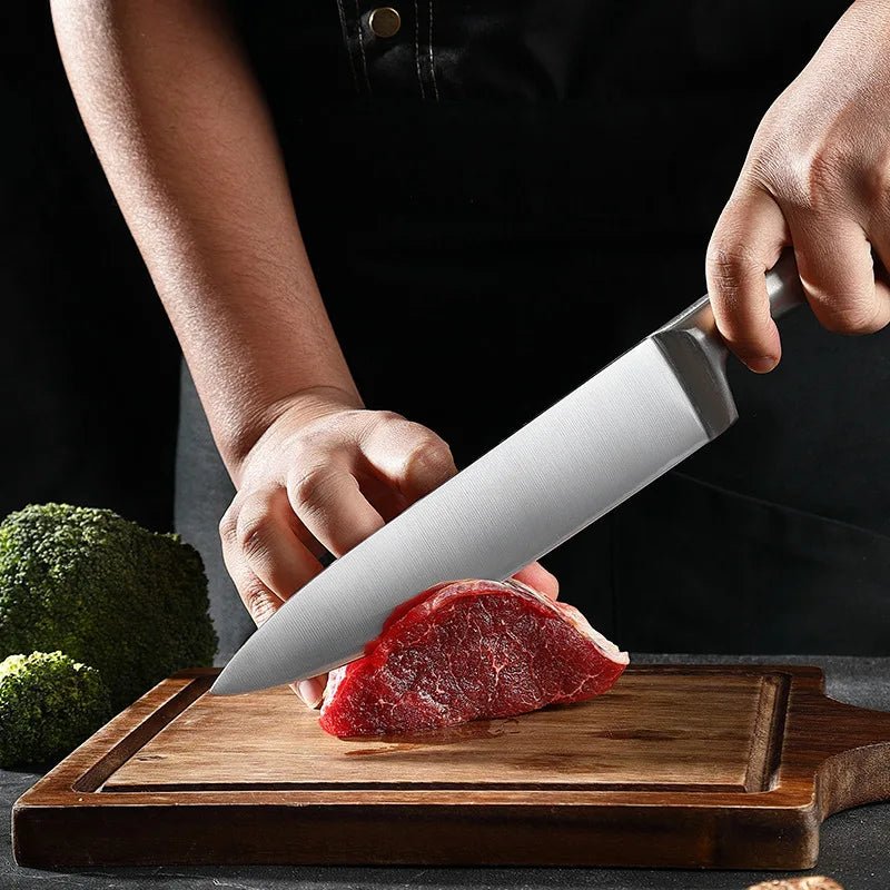 Ensemble 5 Couteaux de Cuisine en Acier Inoxydable - Manche Creux Style Japonais Couteau Chef Multifonction Fruits - Cuisine Chez Nadine