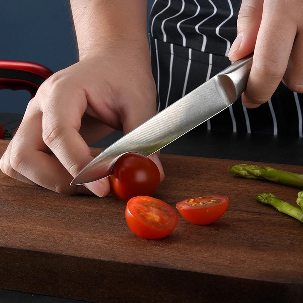 Ensemble 5 Couteaux de Cuisine en Acier Inoxydable - Manche Creux Style Japonais Couteau Chef Multifonction Fruits - Cuisine Chez Nadine