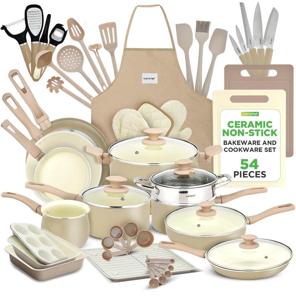 Ensemble Complet de 54 Pièces de Cuisine NUTRICHEF - Batterie, Ustensiles et Pâtisserie - Cuisine Chez Nadine
