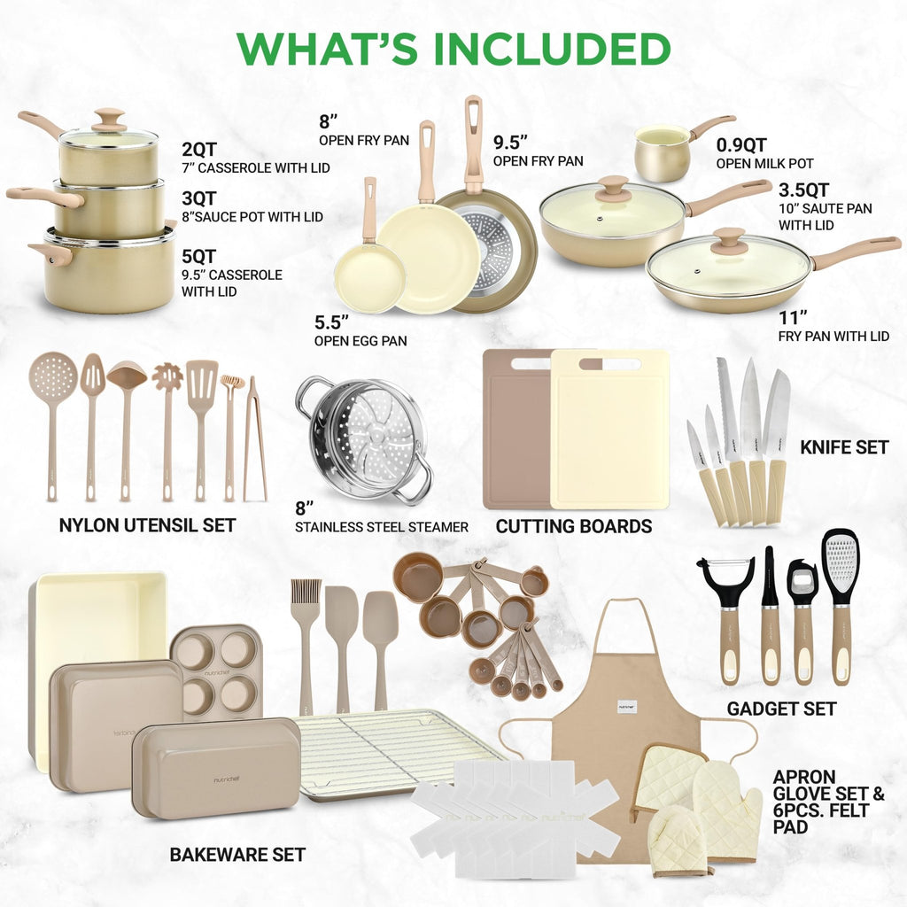 Ensemble Complet de 54 Pièces de Cuisine NUTRICHEF - Batterie, Ustensiles et Pâtisserie - Cuisine Chez Nadine