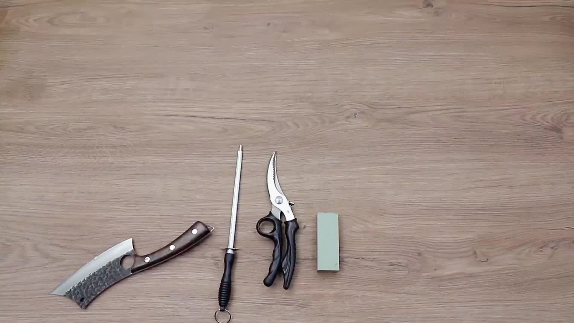 Ensemble Couteaux Chef Serbe 15 Pièces Forgés Main - Couteaux Boucher Acier Carbone avec Sac de Rangement - Cadeau Parfait Papa - Cuisine Chez Nadine