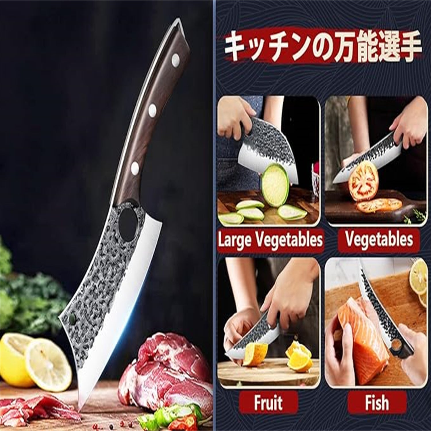 Ensemble Couteaux Chef Serbe 15 Pièces Forgés Main - Couteaux Boucher Acier Carbone avec Sac de Rangement - Cadeau Parfait Papa - Cuisine Chez Nadine