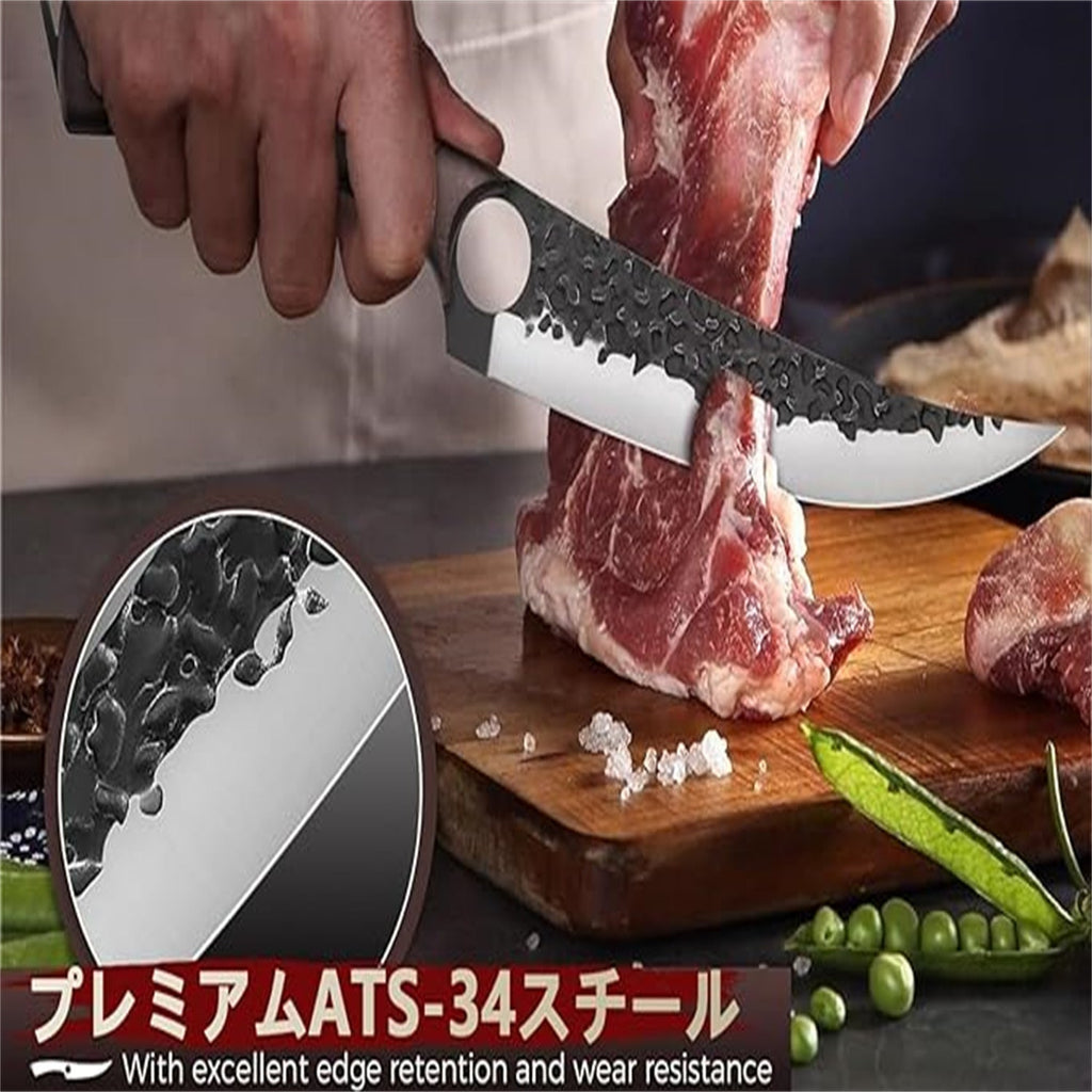 Ensemble Couteaux Chef Serbe 15 Pièces Forgés Main - Couteaux Boucher Acier Carbone avec Sac de Rangement - Cadeau Parfait Papa - Cuisine Chez Nadine