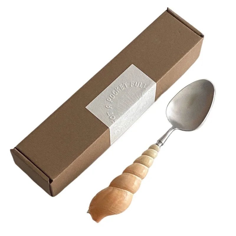 Ensemble Couverts Coquillage en Acier Inoxydable 304 - Fourchettes et Cuillères à Dessert Style Élégant - Cuisine Chez Nadine