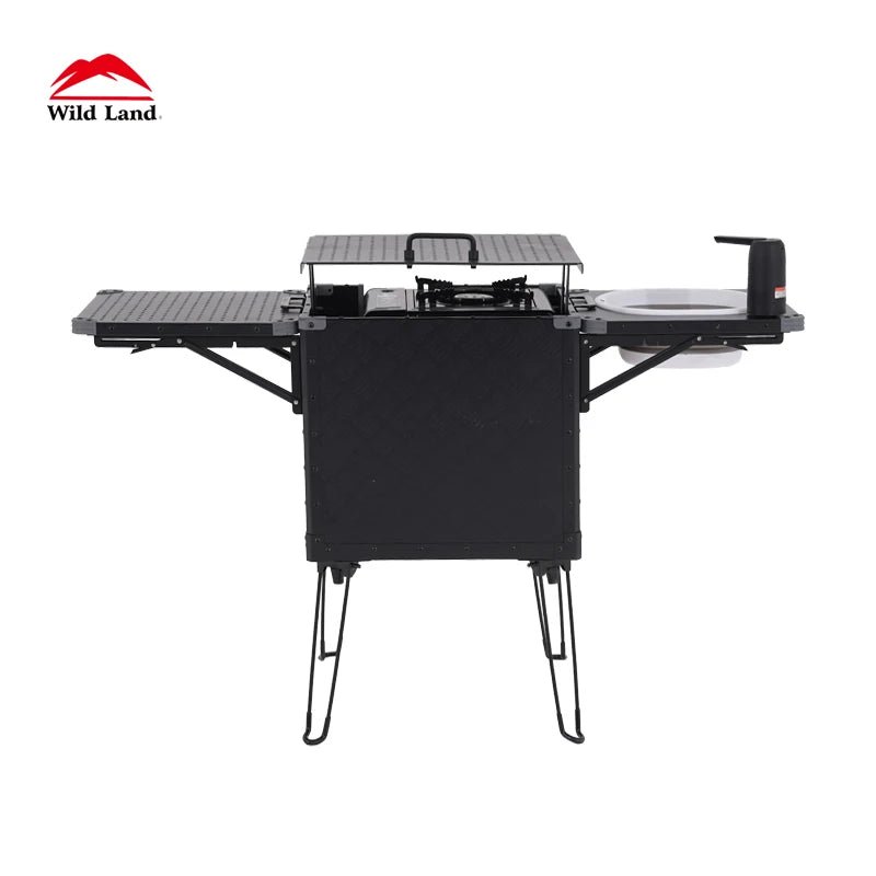 Ensemble Cuisine Camping Pliable Complet - Boîte Cuisine Portable avec Ustensiles, Table et Réchaud pour Extérieur Randonnée - Cuisine Chez Nadine