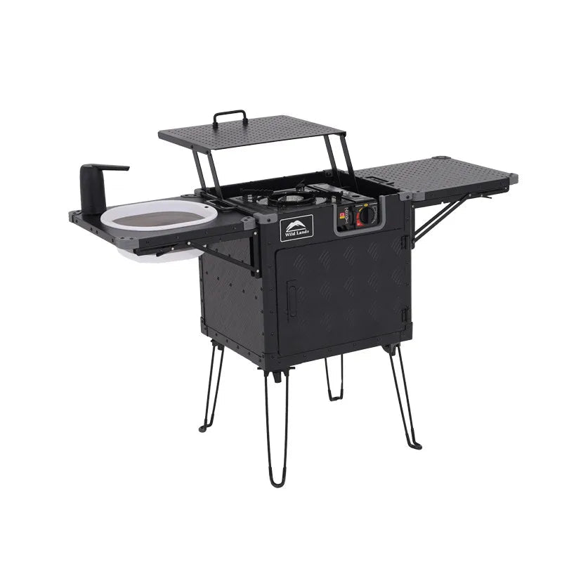 Ensemble Cuisine Camping Pliable Complet - Boîte Cuisine Portable avec Ustensiles, Table et Réchaud pour Extérieur Randonnée - Cuisine Chez Nadine