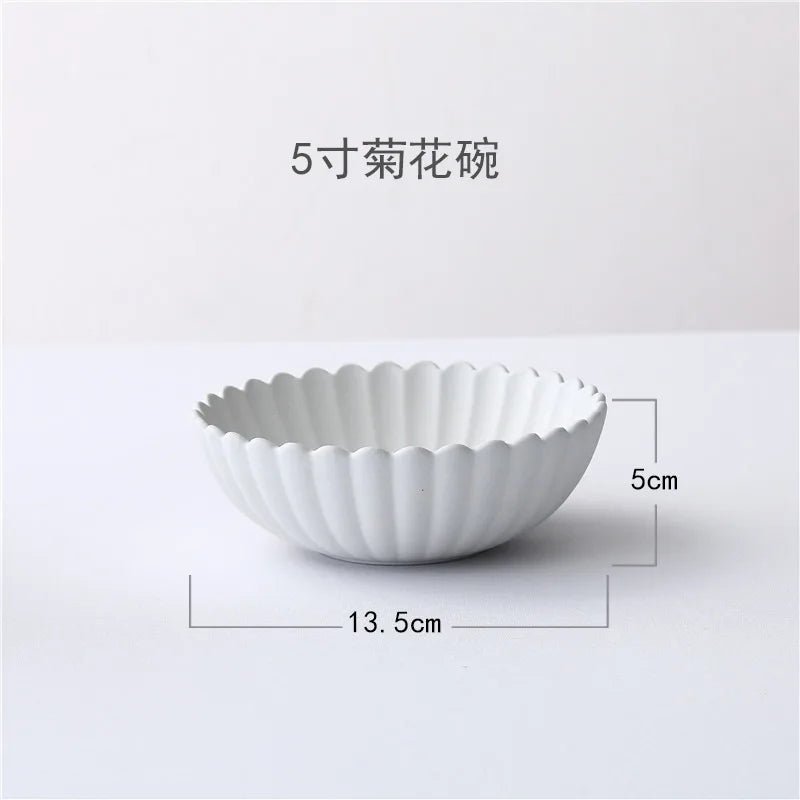 Ensemble d'assiettes et bols à marguerites de style japonais, bol à soupe en céramique nordique, assiette à dessert, vaisselle de cuisine, cadeau de pendaison de crémaillère - Cuisine Chez Nadine