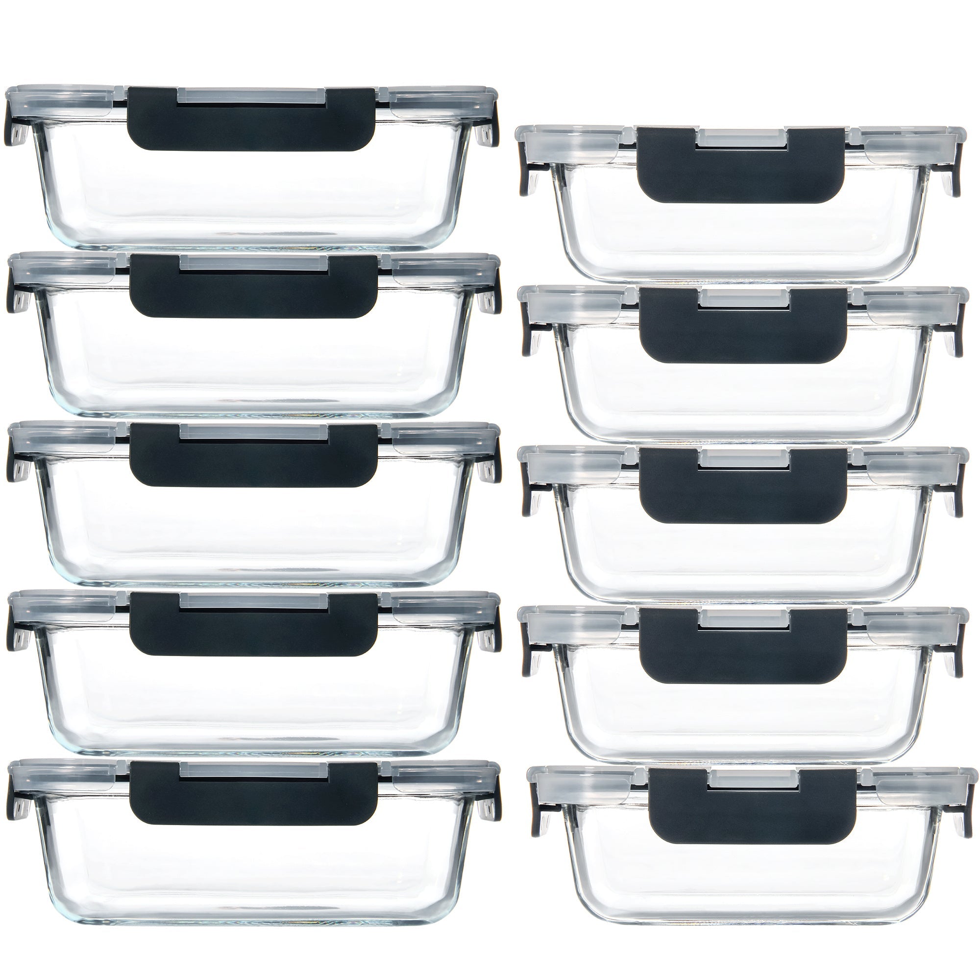 Ensemble de 10 contenants en verre borosilicate avec couvercles hermétiques - Cuisine Chez Nadine