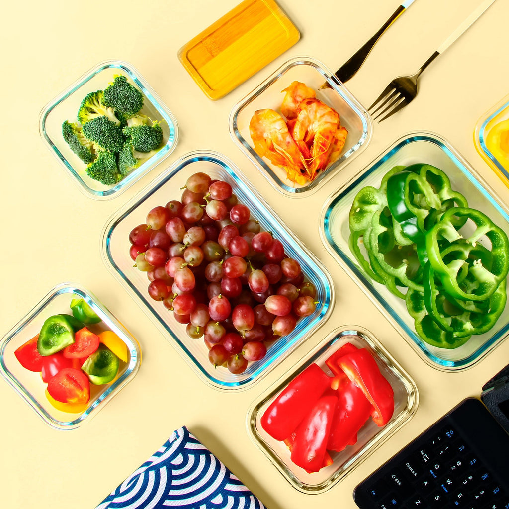 Ensemble de 10 contenants en verre borosilicate avec couvercles hermétiques - Cuisine Chez Nadine