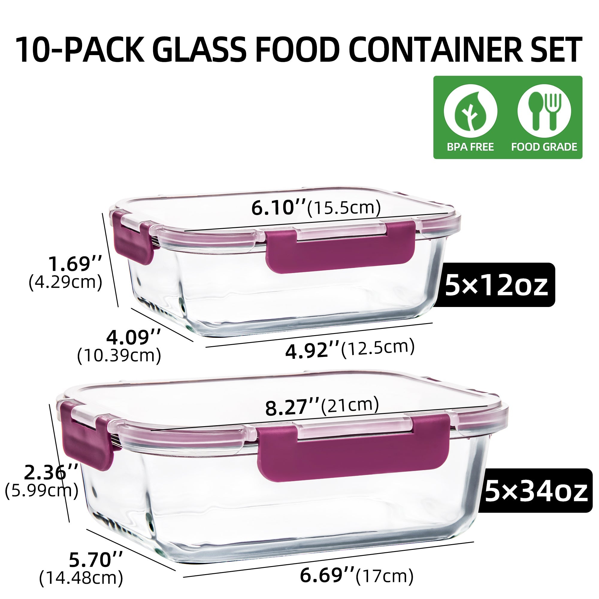 Ensemble de 10 contenants en verre borosilicate avec couvercles hermétiques - Cuisine Chez Nadine